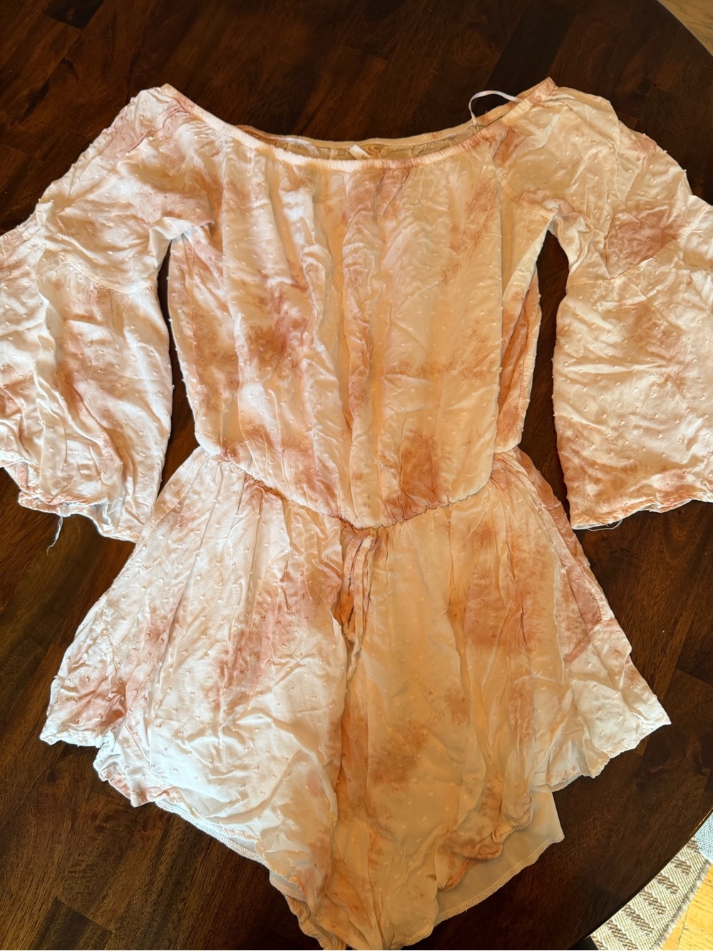 Women's Pink Tie-Dye Off-Shoulder Romper